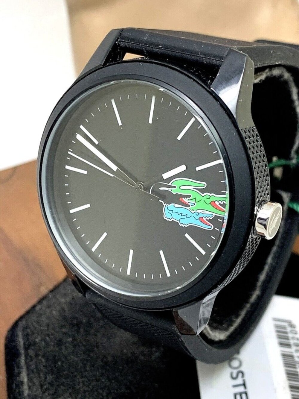 Lacoste Men's Watch 2011134 Quartz Black Dial Textured Rubber Band 12.12 42mm